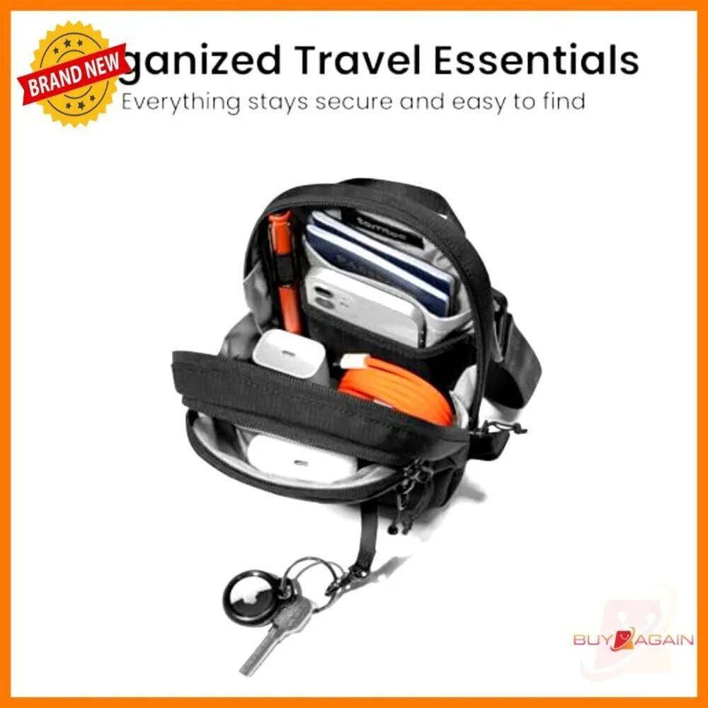 Travel Sling Bag RFID Blocking Anti-Theft Lockable Zippers Passport Organizer